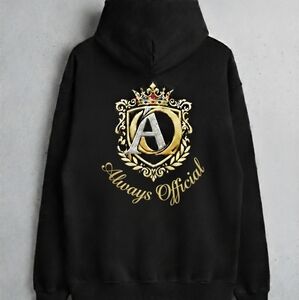 Black AO Hoodie with Gold Crest Design
